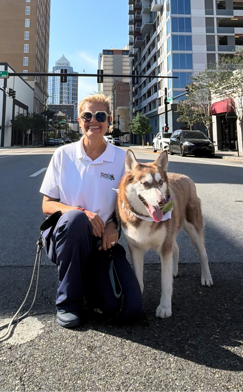 Barbie with Mishka in downtown Tampa